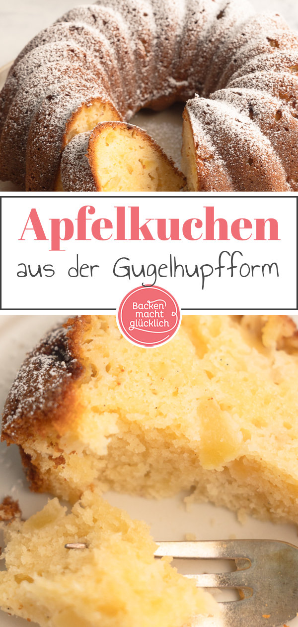 Einfaches Rezept für einen flaumigen Gugelhupf mit Apfelstückchen: Kommt immer gut an