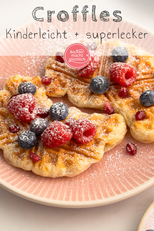 Croffles sind der Hit. Diese trendigen Croissant-Waffeln sind gerade für Familien und Kinder eine super witzige Idee.