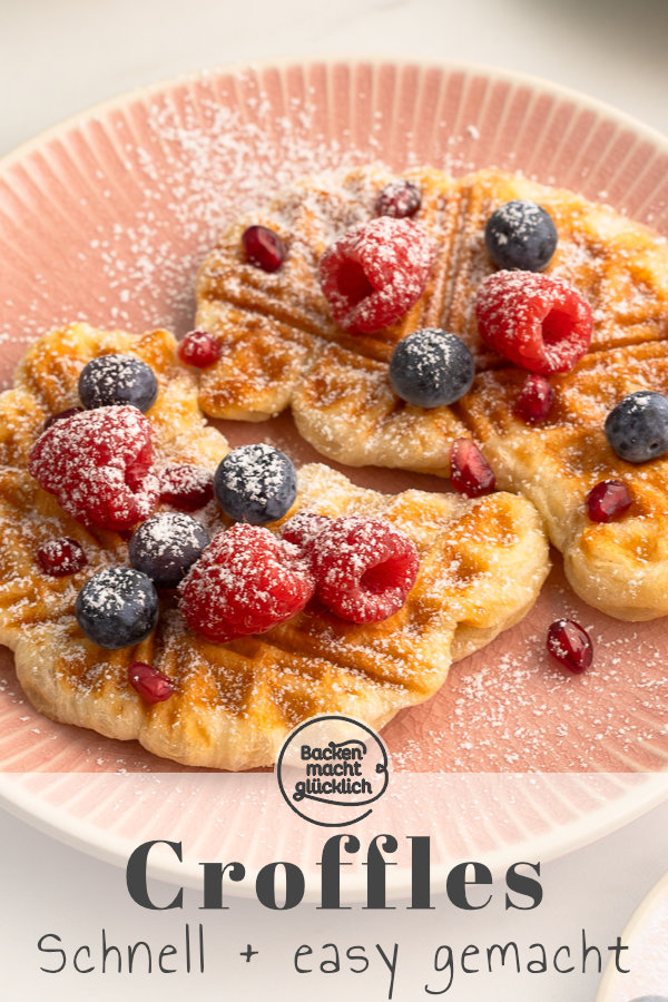 Croffles sind der Hit. Diese trendigen Croissant-Waffeln sind gerade für Familien und Kinder eine super witzige Idee.